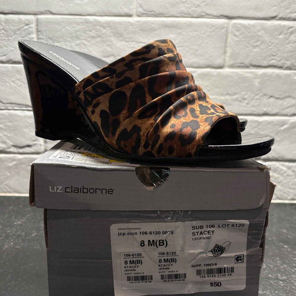 Liz Claiborne Animal Print Wedge Sandals NITB